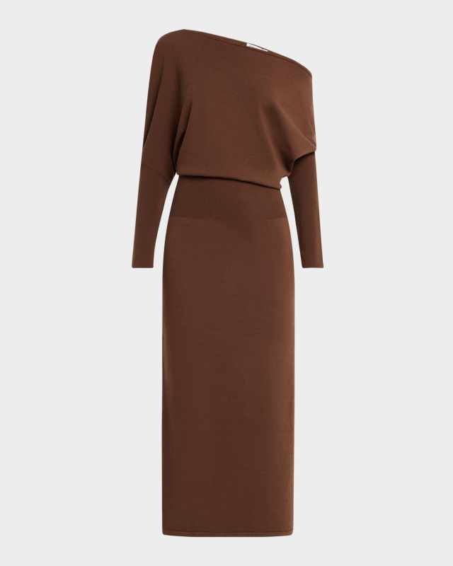 Janese One-Shoulder Wool-Blend Midi Dress