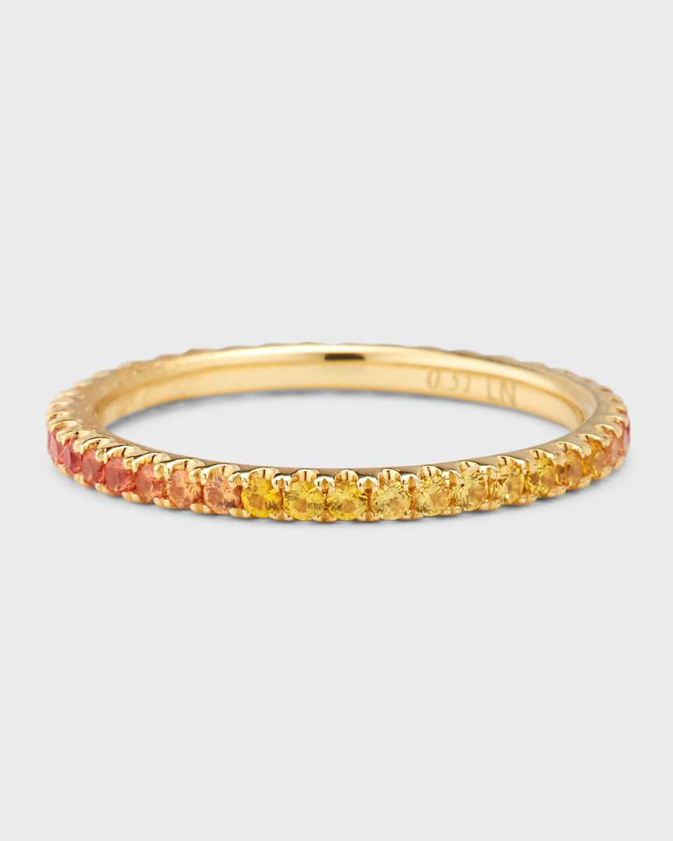 Rainbow 18K Yellow Gold Ombre Yellow Sapphire Eternity Band Ring, Size 6