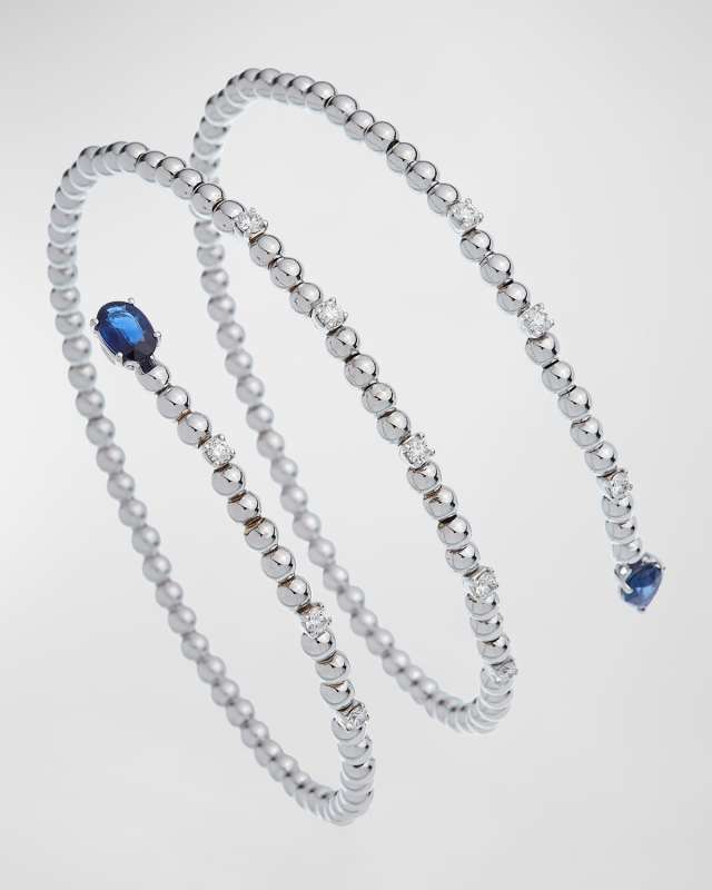 18K White Gold Bracelet with Diamonds and Blue Sapphires