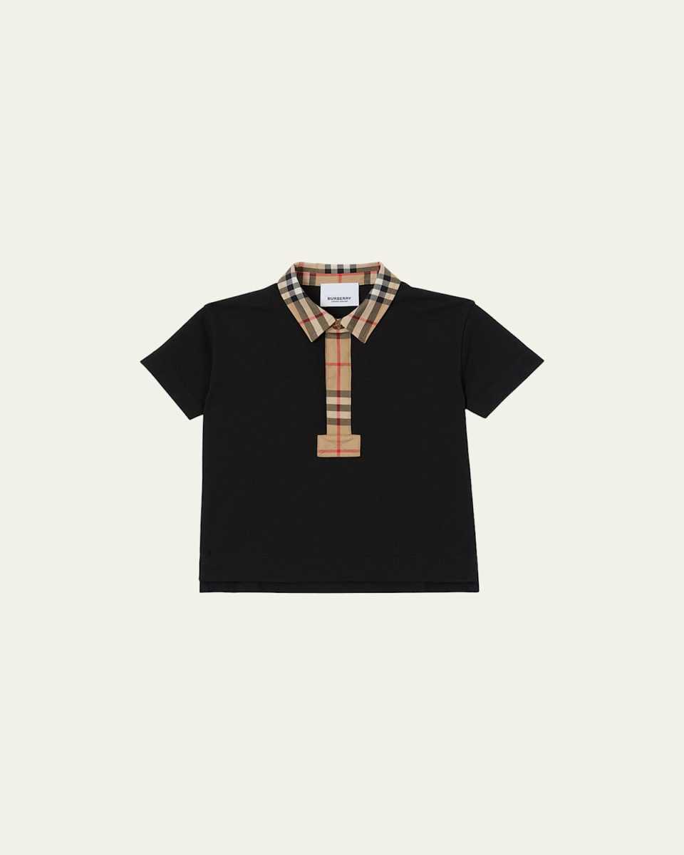 Boy's Johane Micro Check Polo Shirt, Size 6M-2
