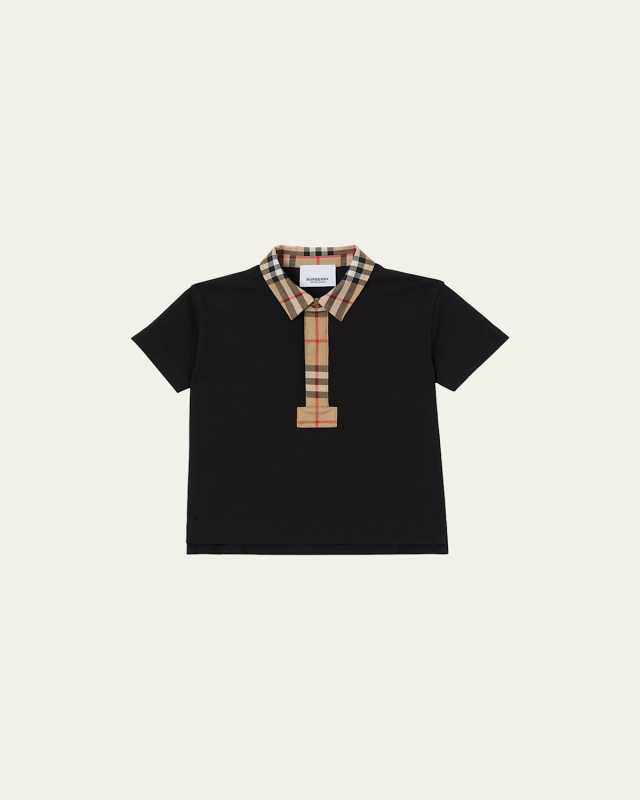 Boy's Johane Micro Check Polo Shirt, Size 6M-2