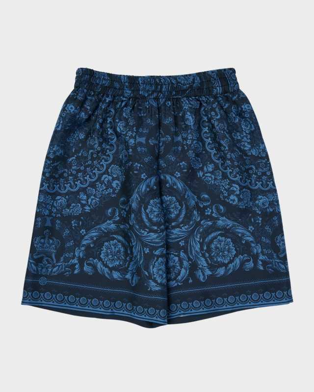 Boy's Barocco Silk Twill Foulard Shorts, Size 4-