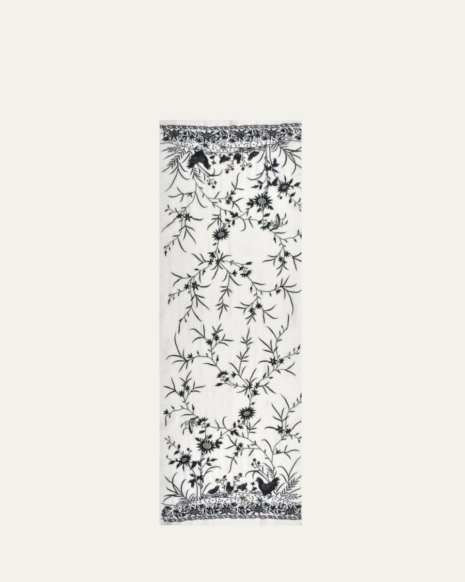 Floral Cashmere & Silk Scarf