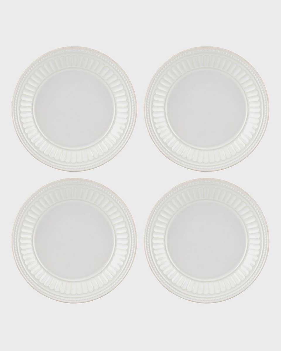 French Perle Groove Dessert Plates, Set of 4