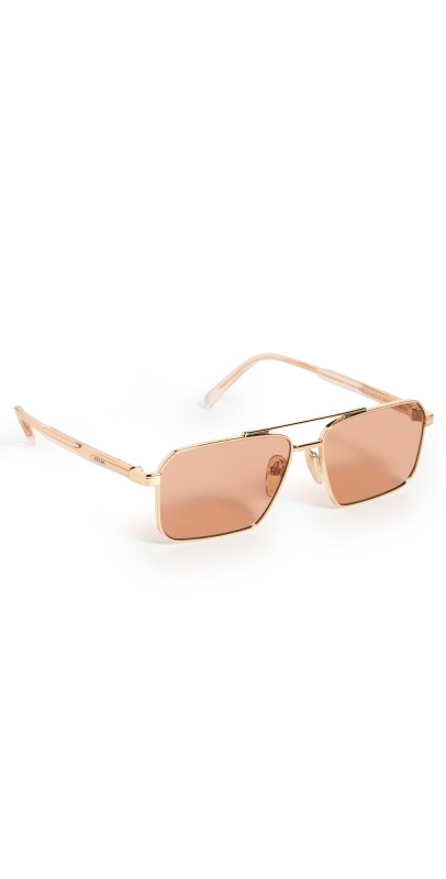 Prada Prada PR A57S Rectangular Sunglasses Gold