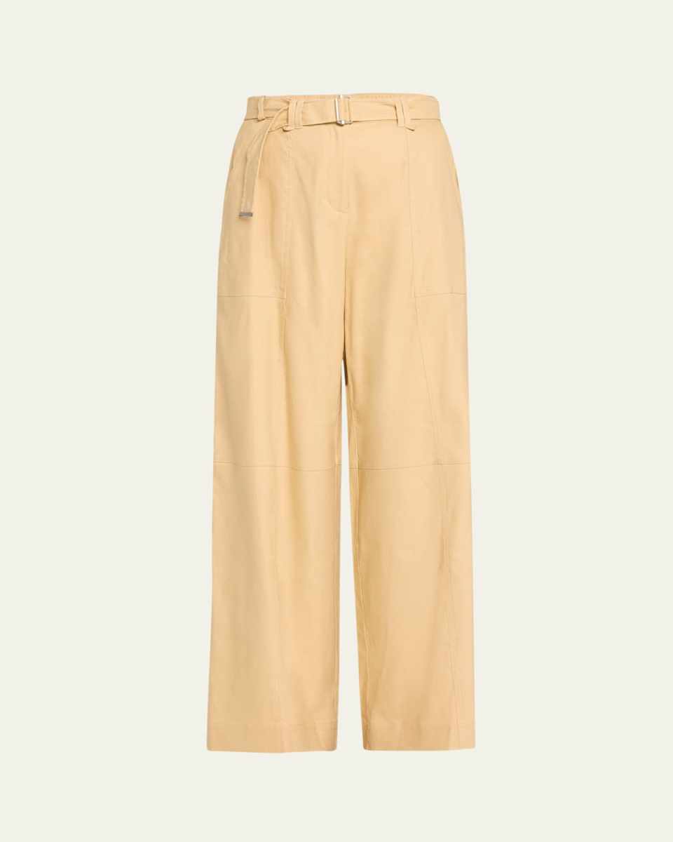 Amaya Belted Linen-Blend Straight-Leg Pants
