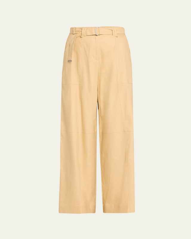 Amaya Belted Linen-Blend Straight-Leg Pants