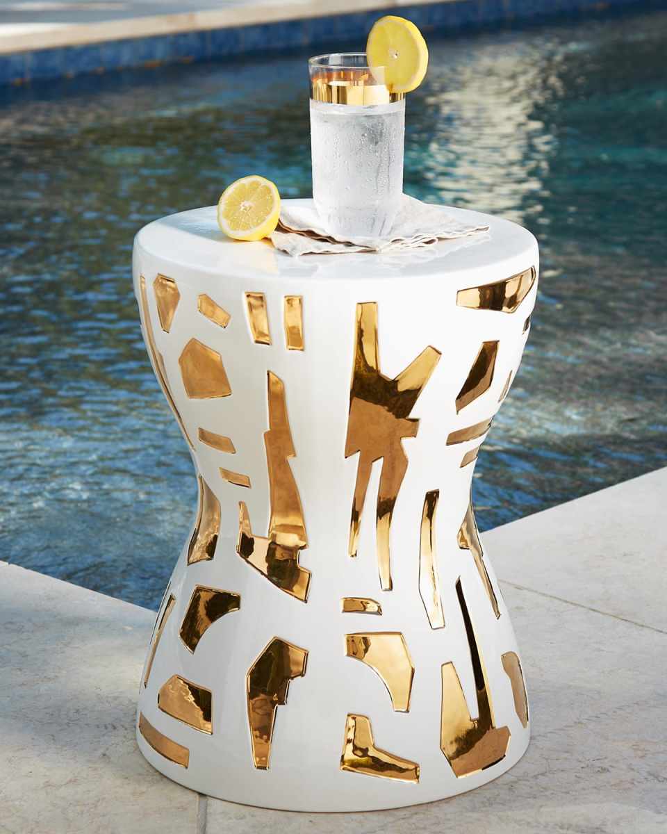 Abstract Gold/White Stool