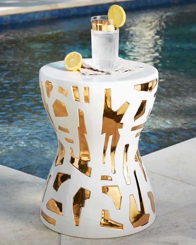 Abstract Gold/White Stool