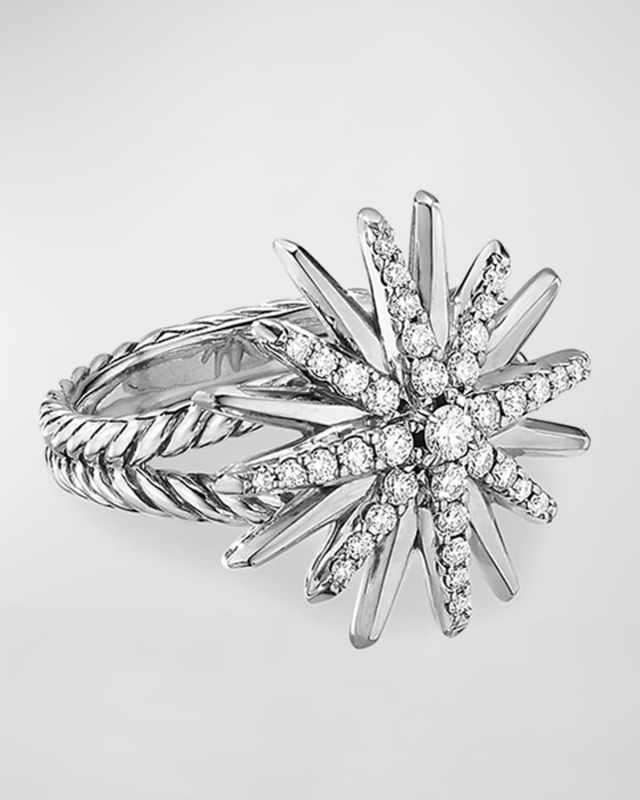 Starburst Ring in Sterling Silver with Diamonds
