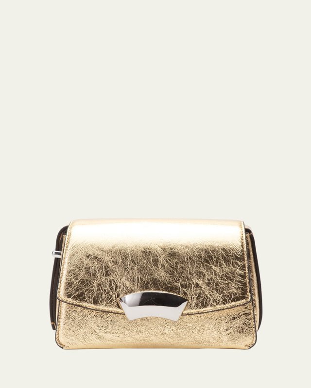 ID Flap Metallic Leather Shoulder Bag