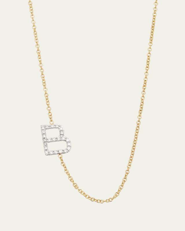Diamond Asymmetrical Initial Necklace, B