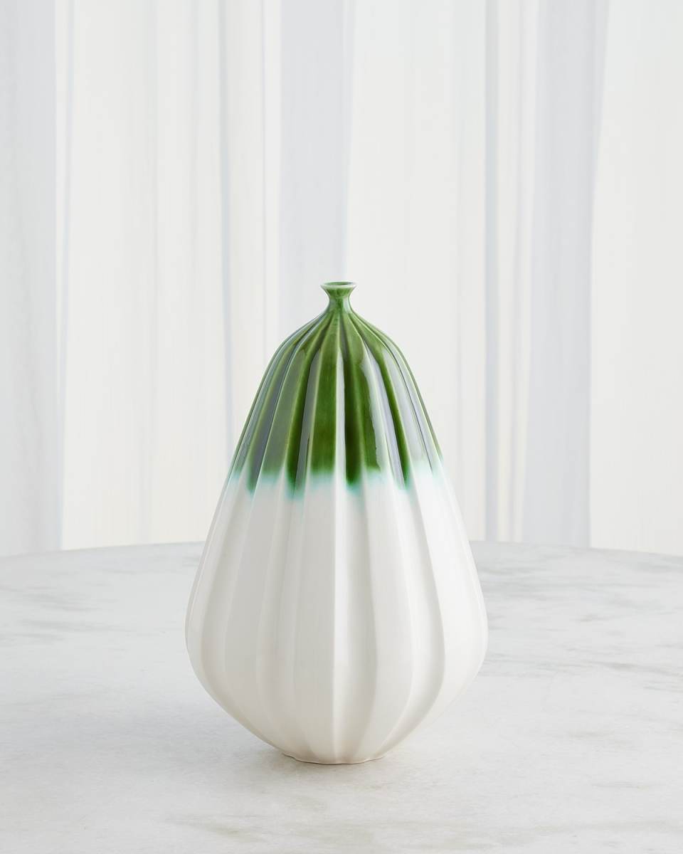 Furrow Emerald Vase, 15"