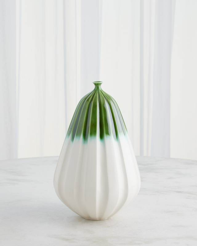 Furrow Emerald Vase, 15"