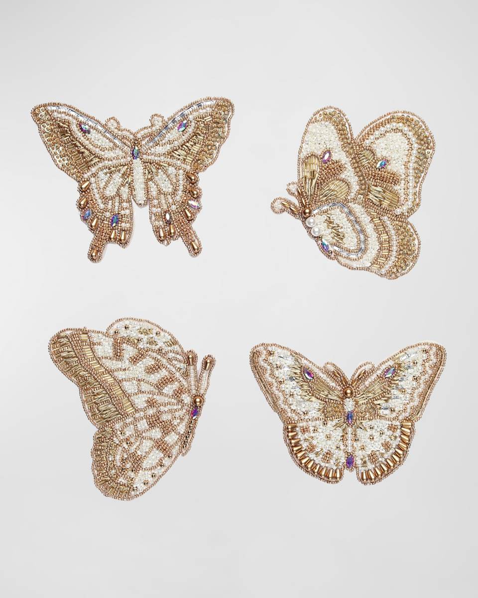 Papillon Beaded Coasters, Set of 4