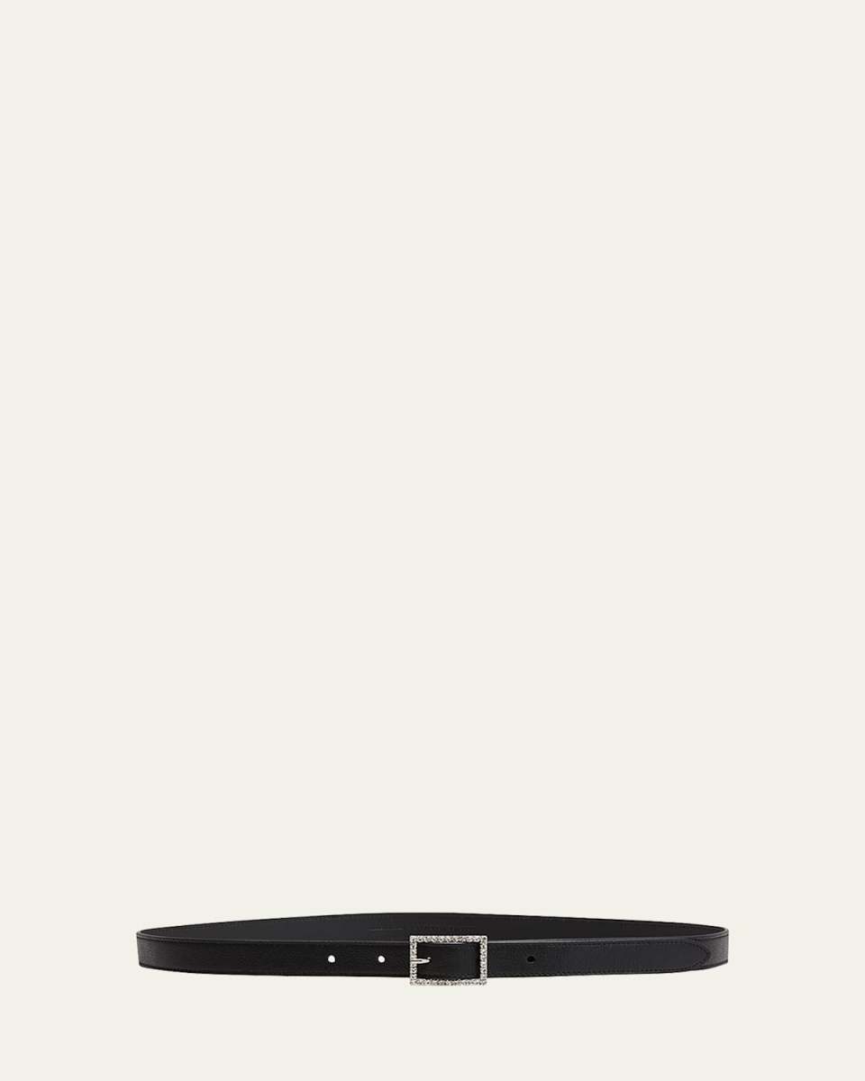 Embellished Buckle Skinny Leather Belt