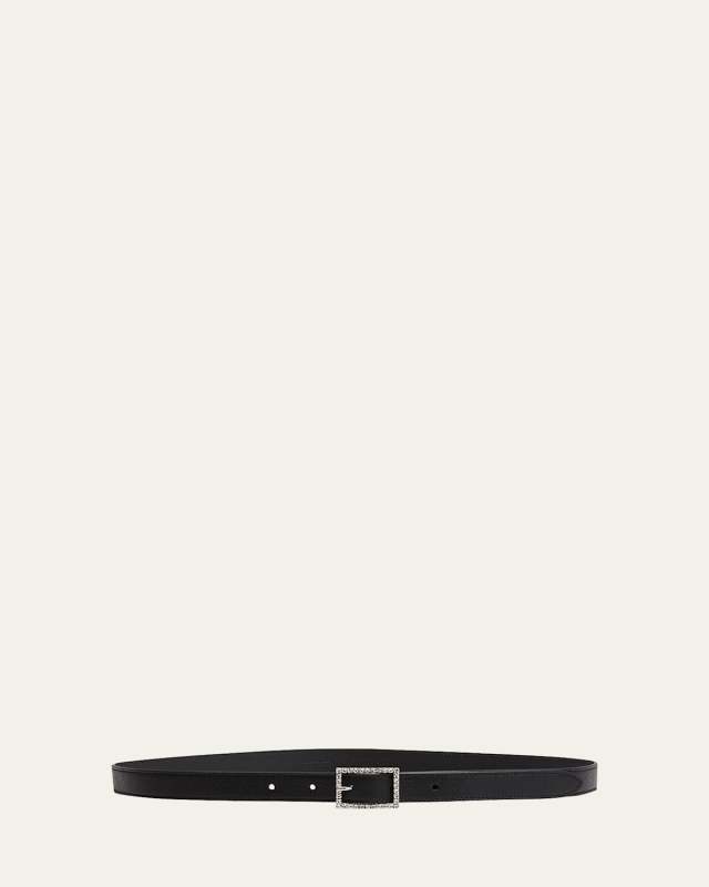 Embellished Buckle Skinny Leather Belt