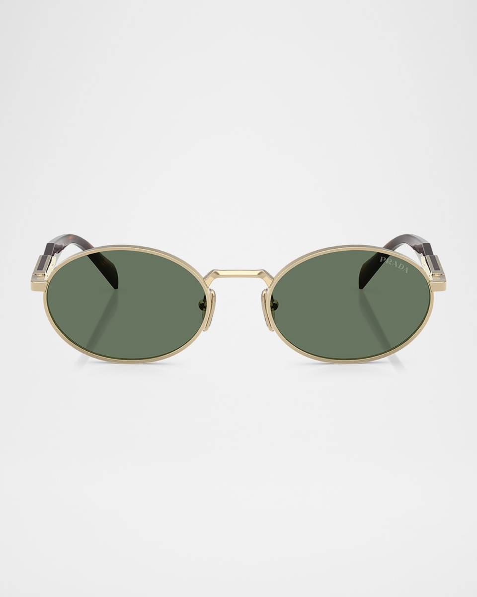 Engraved Logo Metal & Plastic Oval Sunglasses