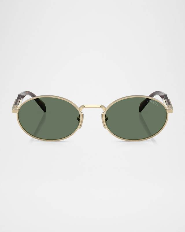 Engraved Logo Metal & Plastic Oval Sunglasses