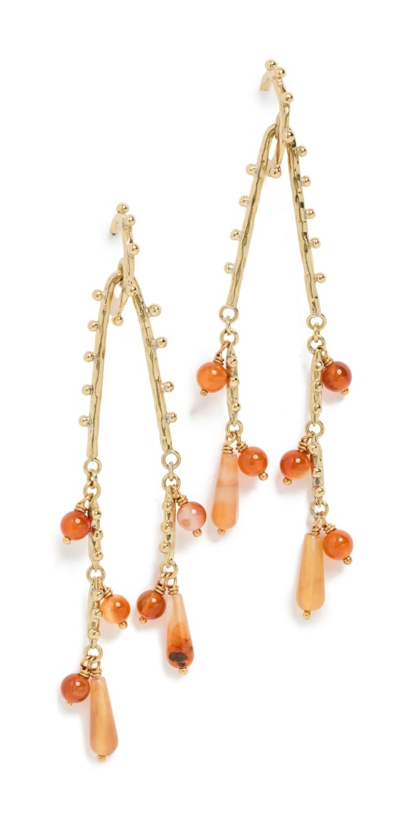 Ulla Johnson Beaded Chandelier Earrings Carnelian