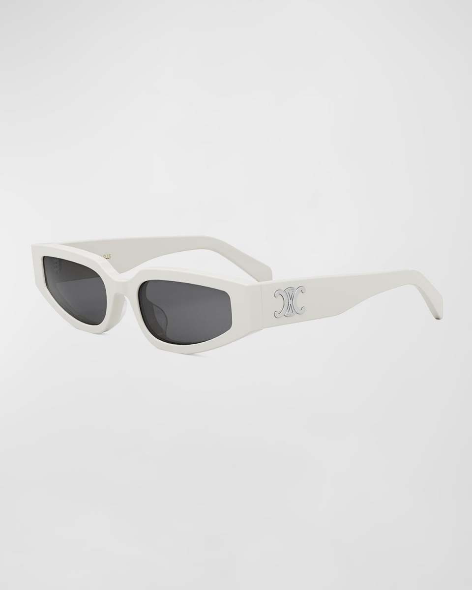 Triomphe Sleek White Acetate Cat-Eye Sunglasses