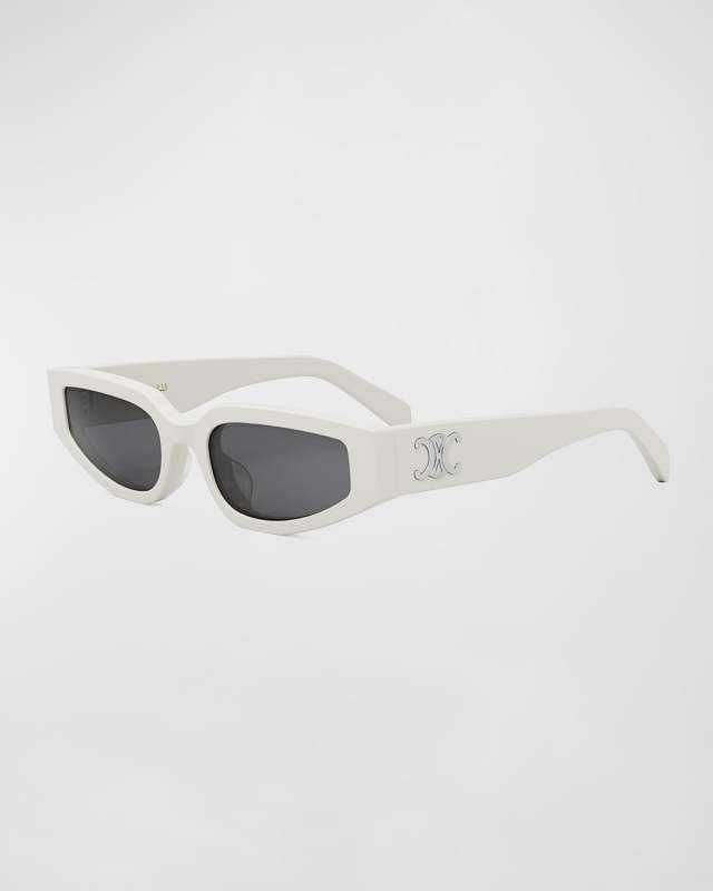 Triomphe Sleek White Acetate Cat-Eye Sunglasses