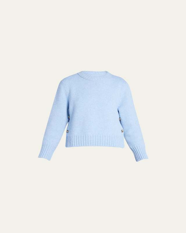 Felted Wool Knit Sweater with Side Buttons