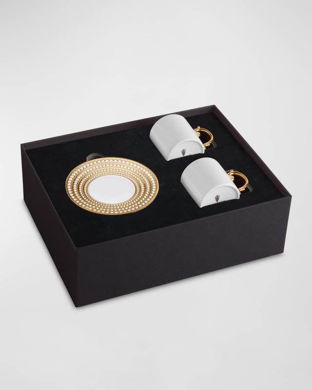Perlee Golden 3-Piece Espresso Cup & Saucer Set