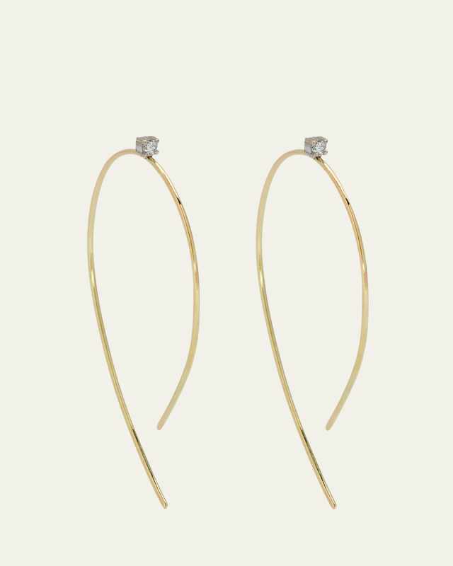 Mini Wire Hooked On Hoop Earrings with Diamonds, 38mm