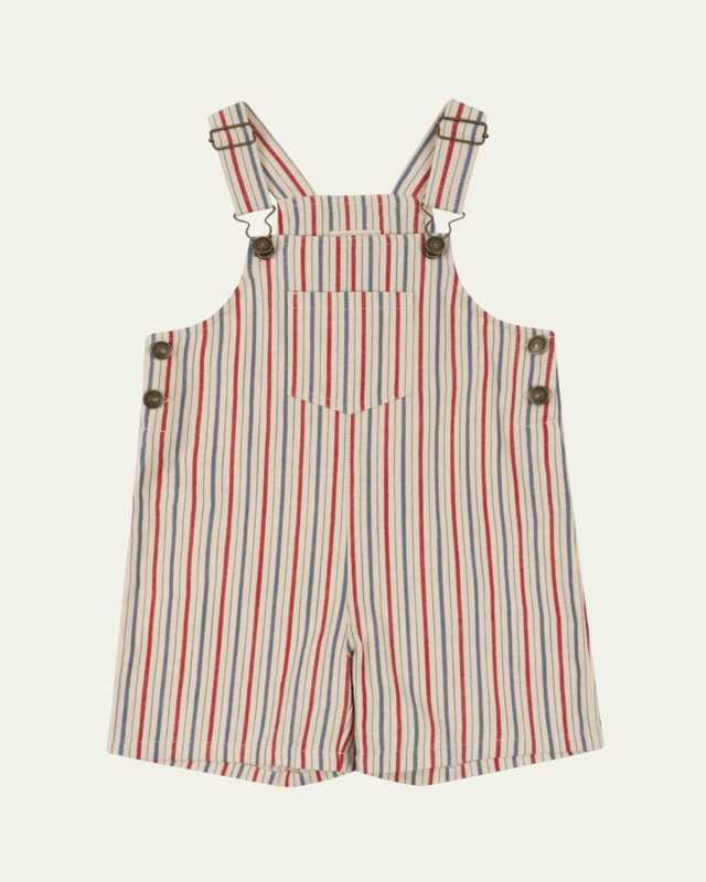 Boy's Marlon Striped Organic Cotton Overalls, Size 18M-4