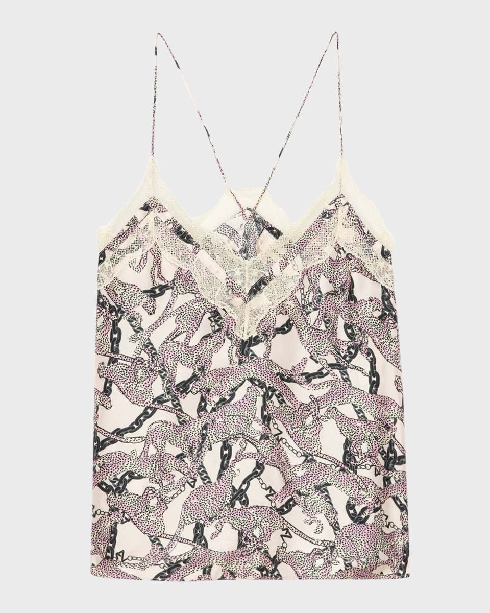Christo Printed Lace-Trim Cami