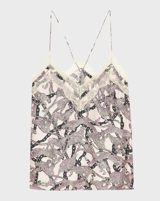 Christo Printed Lace-Trim Cami