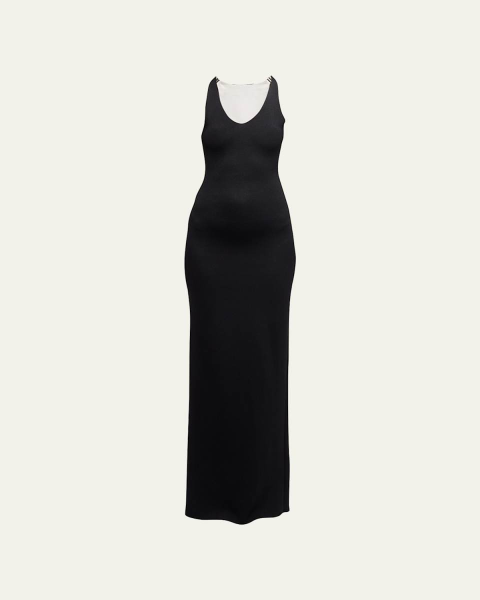 Reversible Scoop-Neck Knit Dress with Hardware Detail