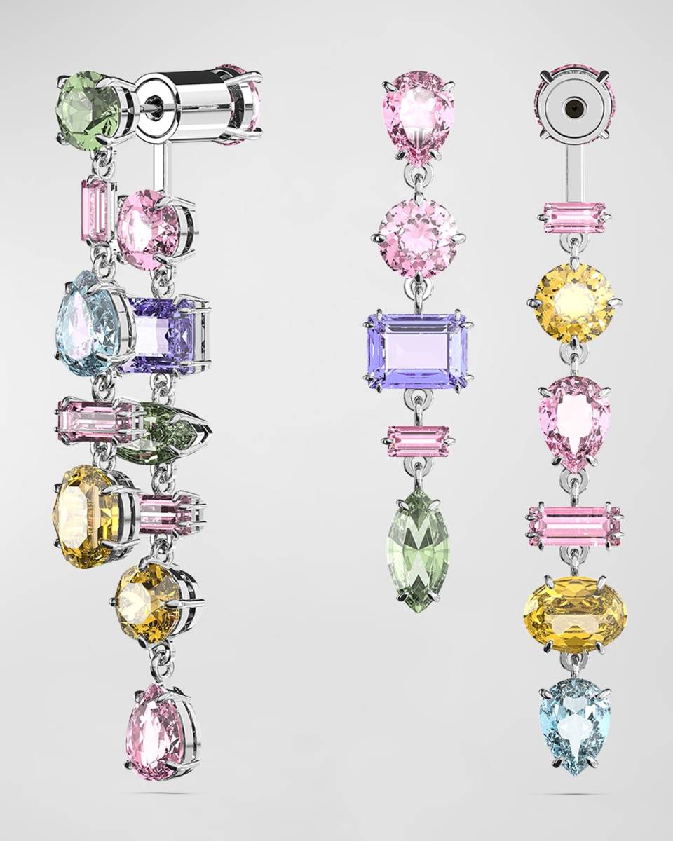 Gema Rhodium-Plated Mix-Cut Multicolor Dangle Earrings