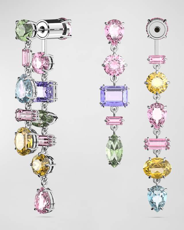 Gema Rhodium-Plated Mix-Cut Multicolor Dangle Earrings