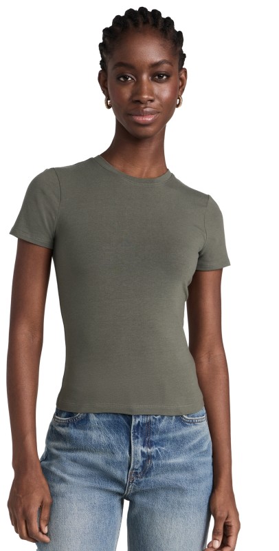 Good American Cropped Bbay Tee Fatigue001