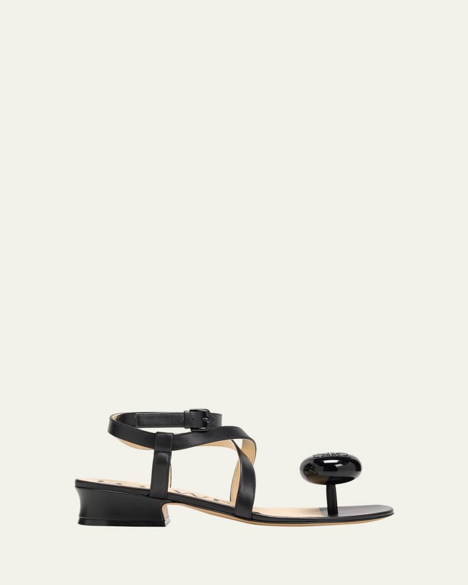 Calle Pebble Leather Toe-Post Sandals
