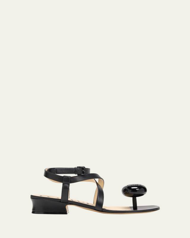 Calle Pebble Leather Toe-Post Sandals
