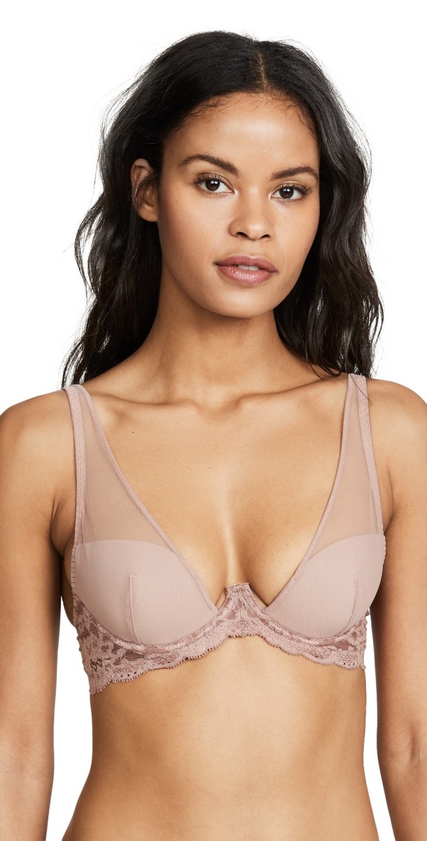 Fleur du Mal Sheer Overlay Demi Bra Tan