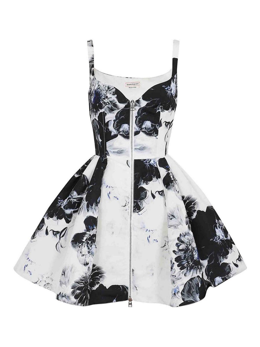 Alexander Mcqueen Robe Au Genou - Bleu