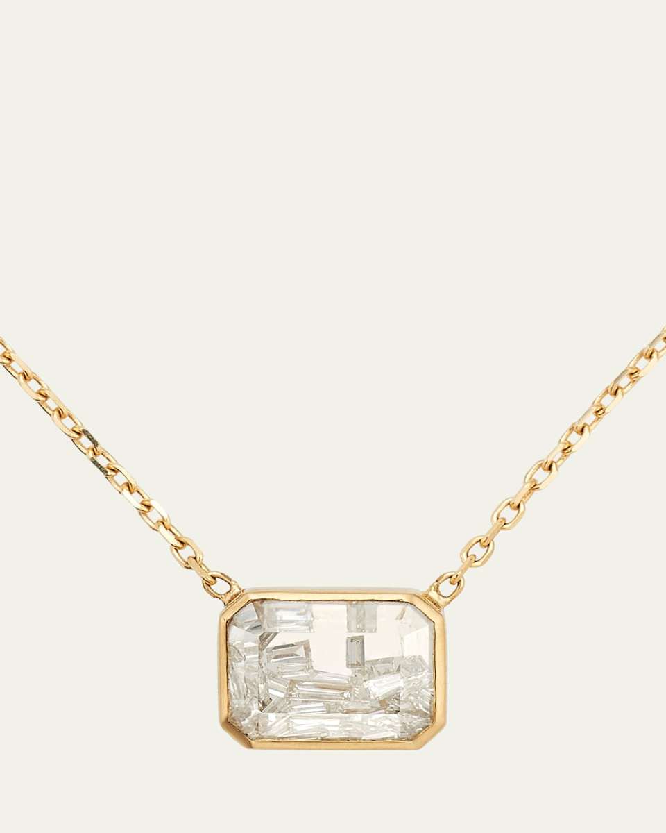 18K Yellow Gold Esmeralda Kaleidoscope Shaker Necklace with White Sapphire and Diamonds