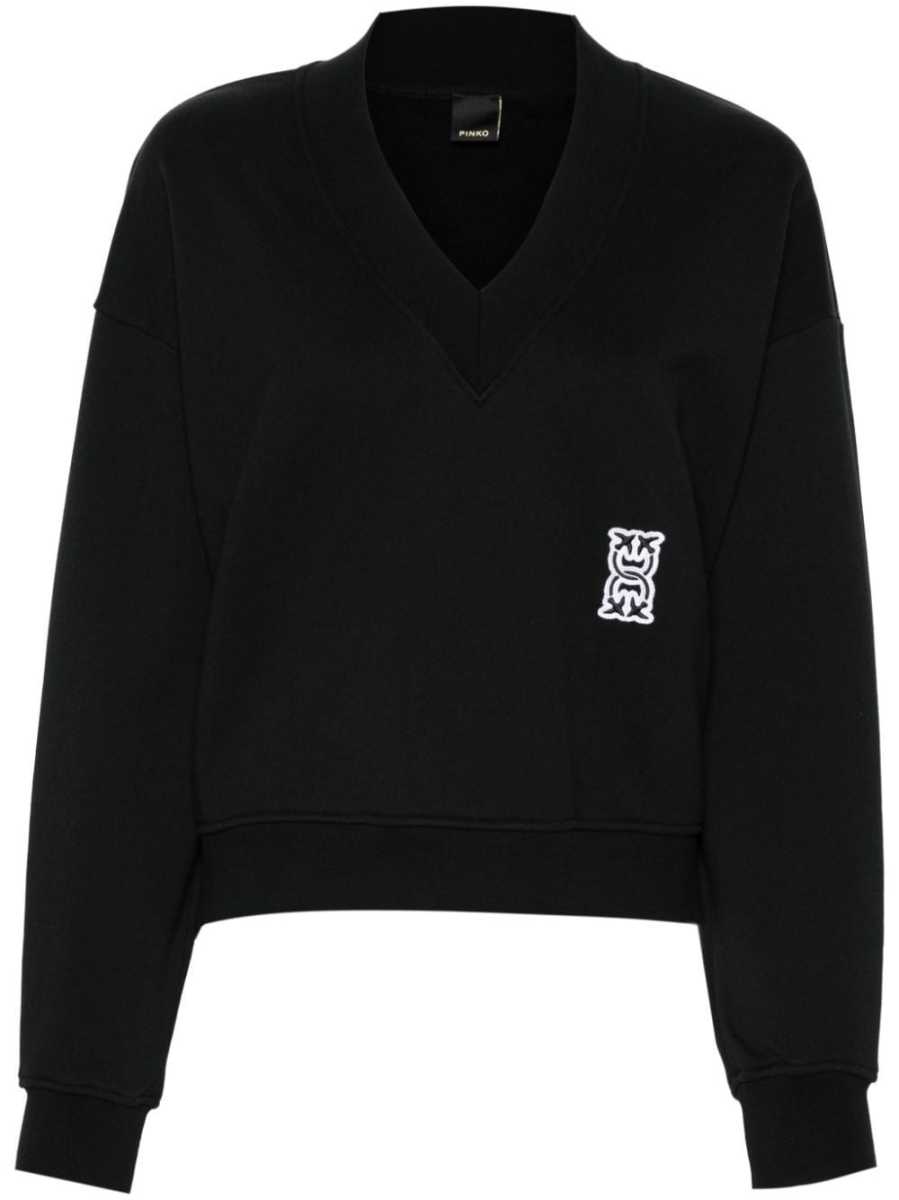 V-neck cotton sweatshirt