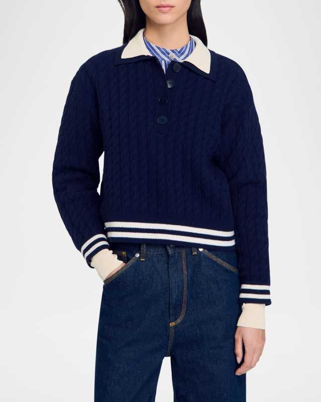 Fred Polo Cable Wool Cashmere Sweater