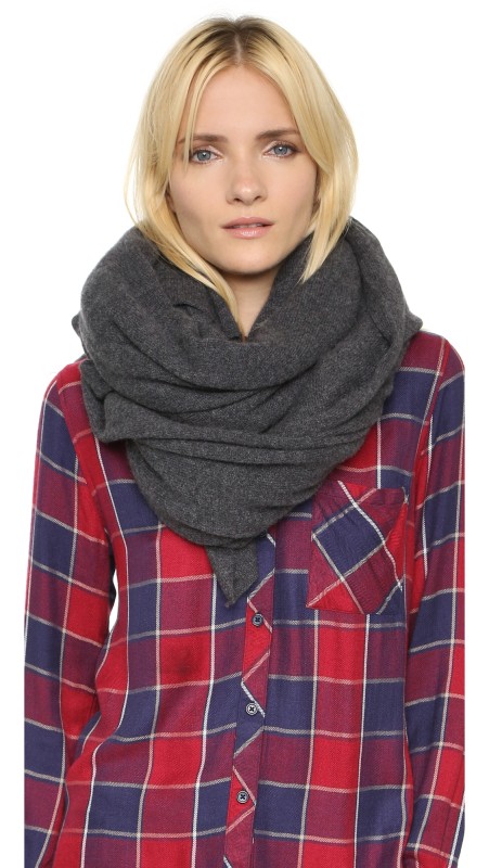 White + Warren Cashmere Travel Wrap Graphite Heather
