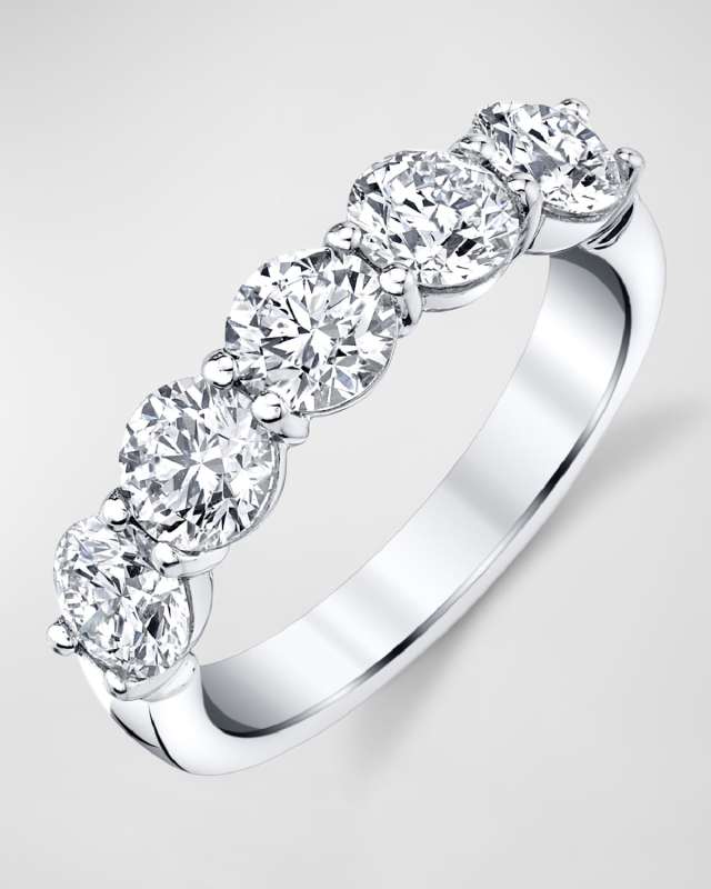 Platinum 5 Stone Band with Round Cut Diamonds, 2.50ct