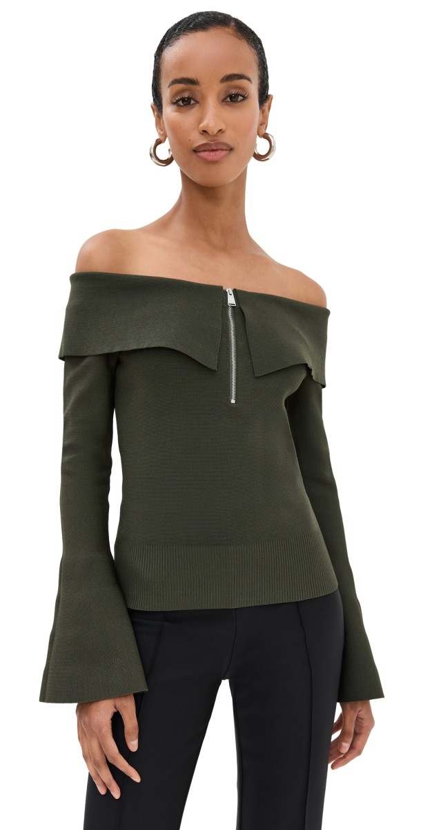 SIMKHAI Rebecka Off Shoulder Top Moss
