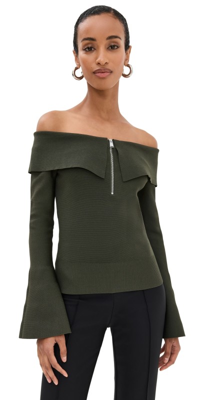 SIMKHAI Rebecka Off Shoulder Top Moss