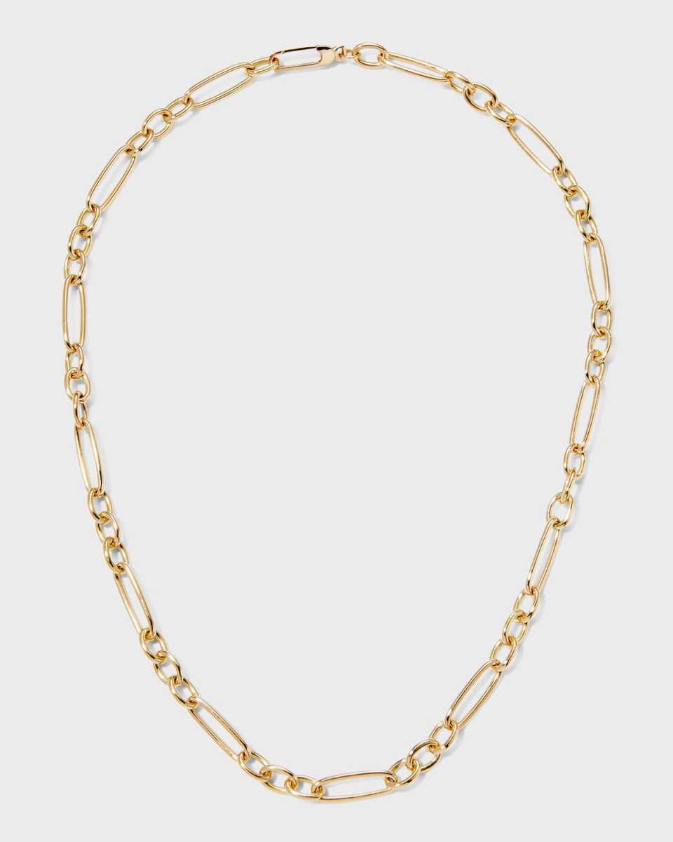 Yellow Gold Alternating Long and Short Oval Link Chain Necklace, 18"L