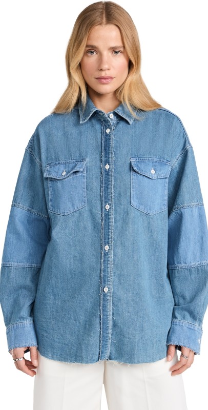 MOUSSY VINTAGE Una Switching Shirt Blue