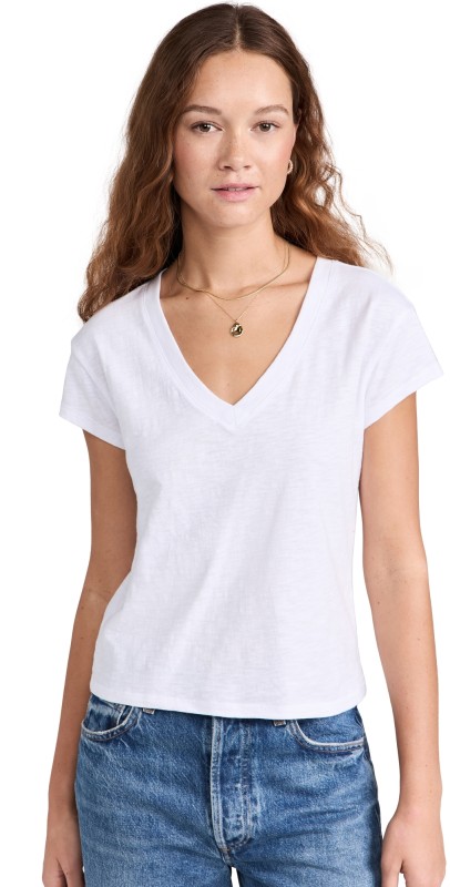 Z Supply Modern V Neck Tee White